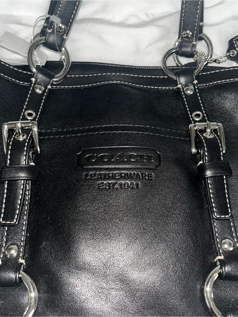 NWT Coach | Black Leather Tote Bag - Picture 4 of 10